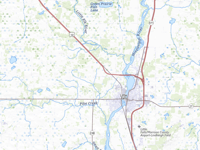 Radar-estimated hail-size map of the storm over Little Falls, MN on Jun 19, 2026