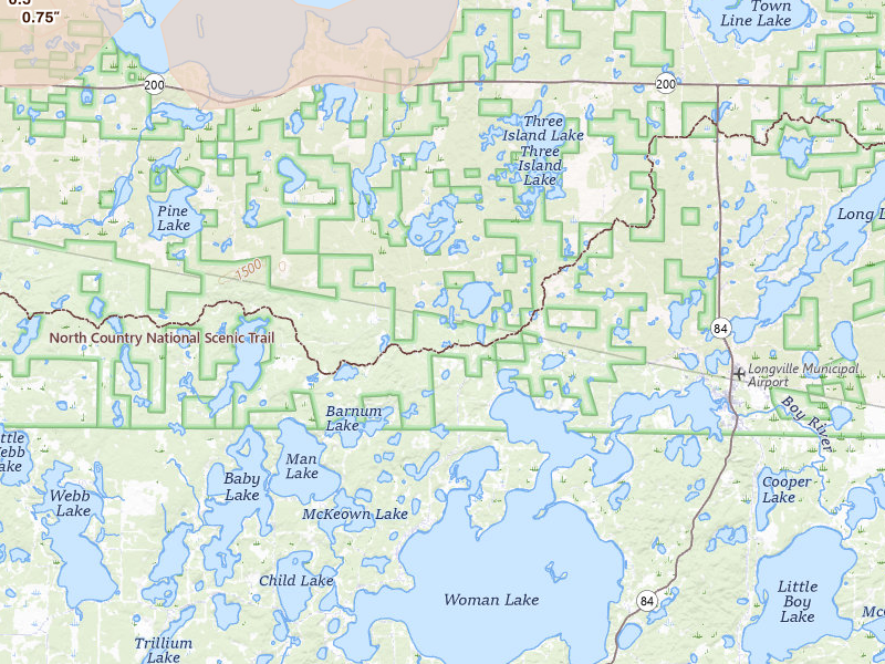 Radar-estimated hail-size map of the storm over Longville, MN on Jul 4, 2026