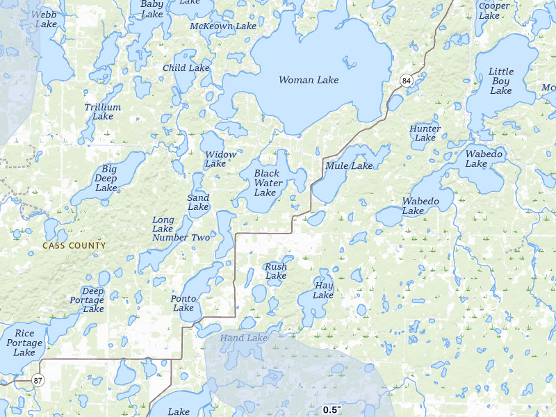 NEXRAD radar-signature map of the hail storm over Longville, MN on Jul 6, 2026