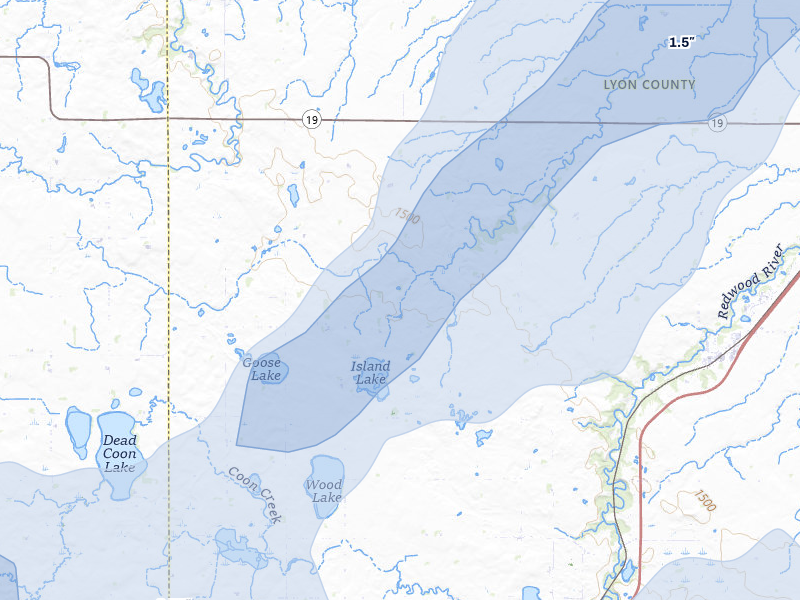 NEXRAD radar-signature map of the hail storm over Lynd, MN on Jun 29, 2026