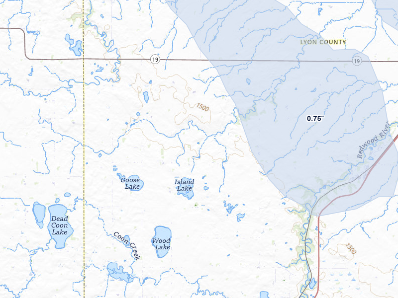 NEXRAD radar-signature map of the hail storm over Lynd, MN on Jul 6, 2026