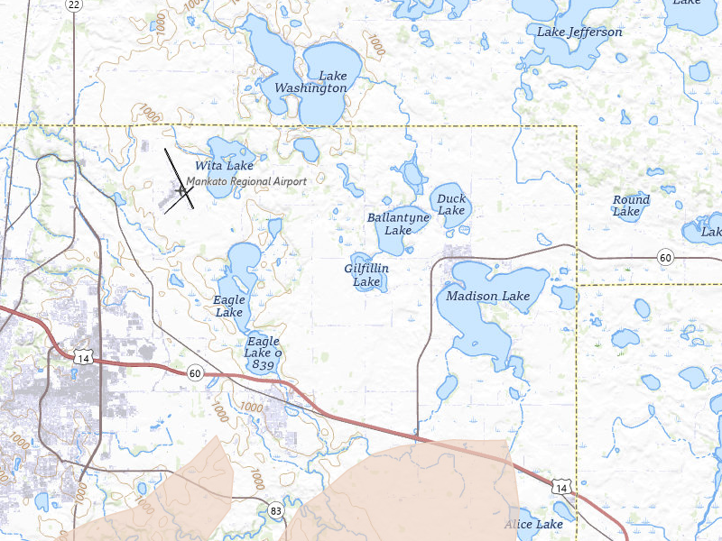 Radar-estimated hail-size map of the storm over Madison Lake, MN on May 17, 2026