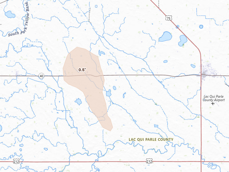 Radar-estimated hail-size map of the storm over Madison, MN