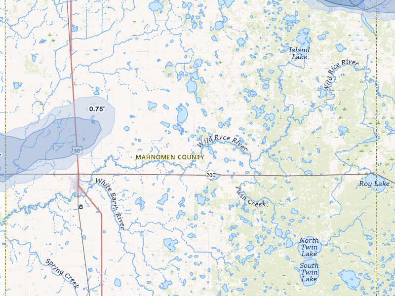 NEXRAD radar-signature map of the hail storm over Mahnomen, MN on Jul 3, 2026