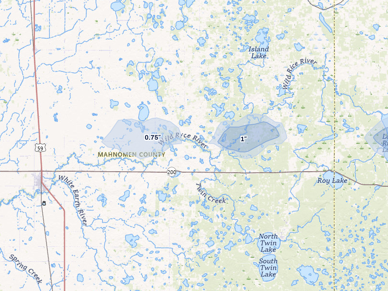 NEXRAD radar-signature map of the hail storm over Mahnomen, MN on Aug 17, 2026