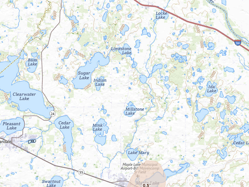 Radar-estimated hail-size map of the storm over Maple Lake, MN on Jul 4, 2026