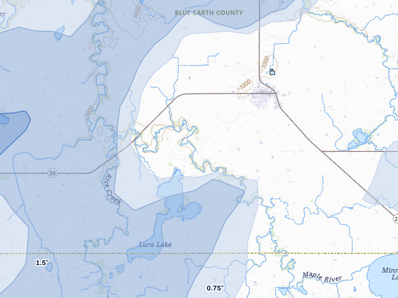 NEXRAD radar-signature map of the hail storm over Mapleton, MN on May 17, 2026