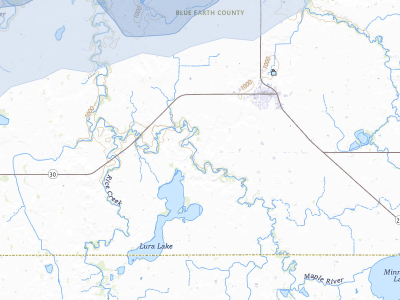 NEXRAD radar-signature map of the hail storm over Mapleton, MN on Jul 2, 2026