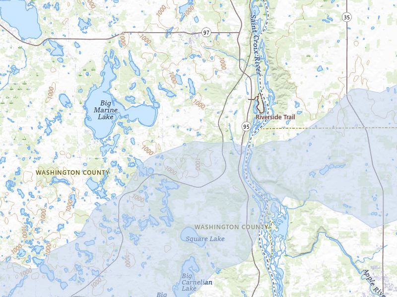 NEXRAD radar-signature map of the hail storm over Marine On Saint Croix, MN on May 17, 2026