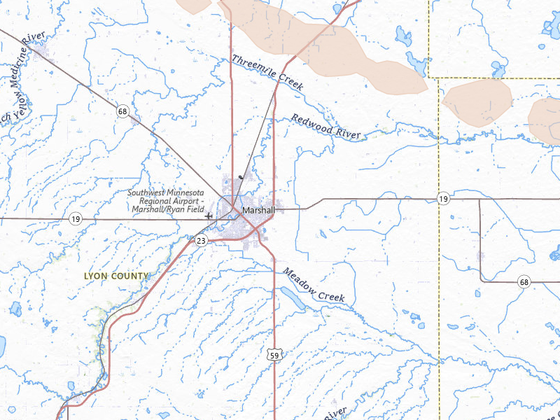 Radar-estimated hail-size map of the storm over Marshall, MN on Jun 15, 2026