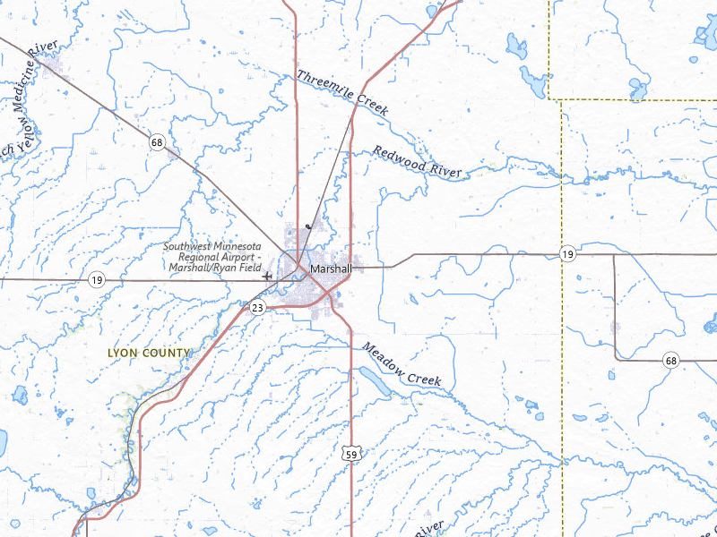 Radar-estimated hail-size map of the storm over Marshall, MN on Jul 6, 2026