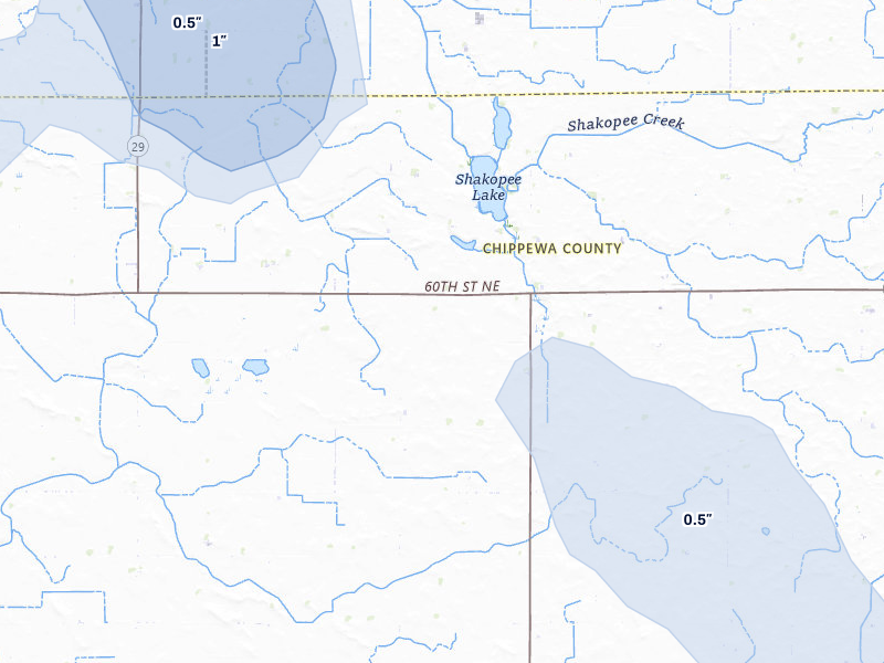 NEXRAD radar-signature map of the hail over Maynard, MN