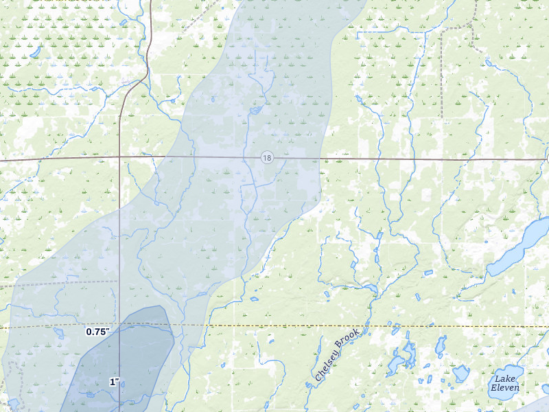 NEXRAD radar-signature map of the hail over Mc Grath, MN