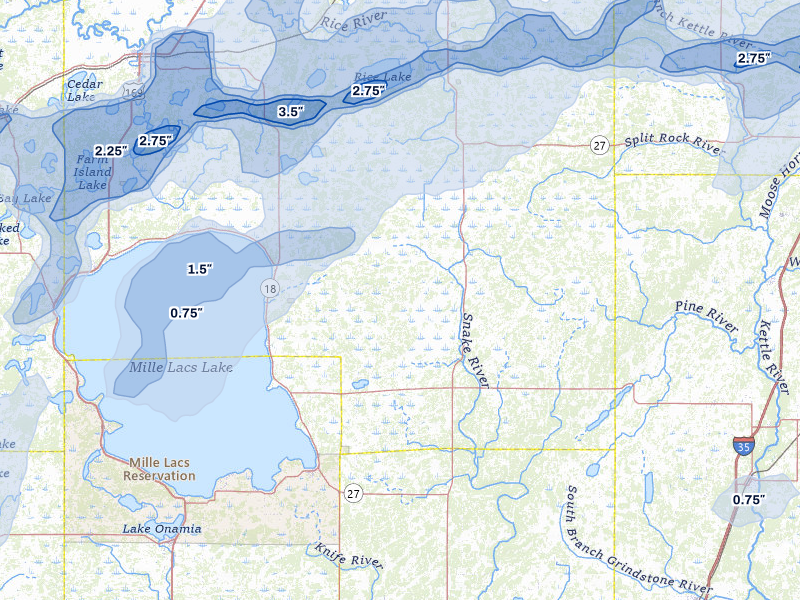 NEXRAD radar-signature map of the hail storm over Mc Grath, MN on Jun 29, 2026