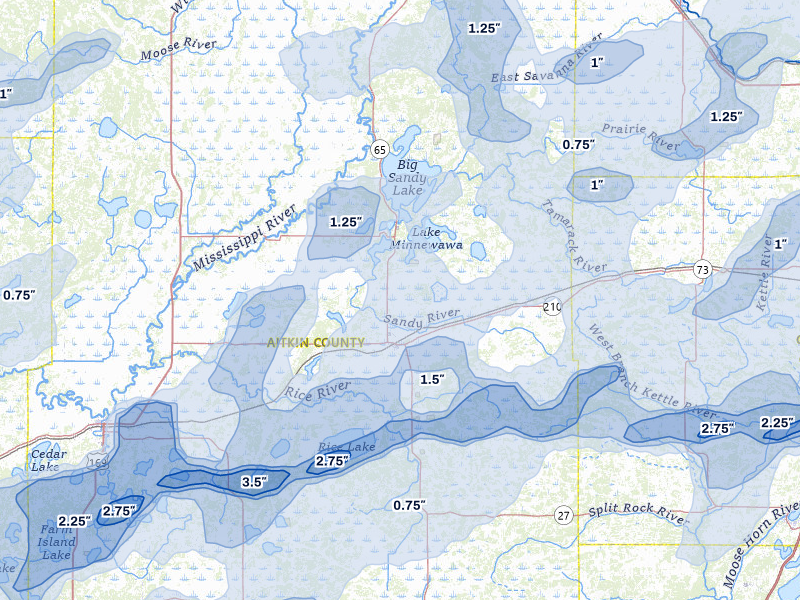 NEXRAD radar-signature map of the hail storm over Mcgregor, MN on Jun 29, 2026