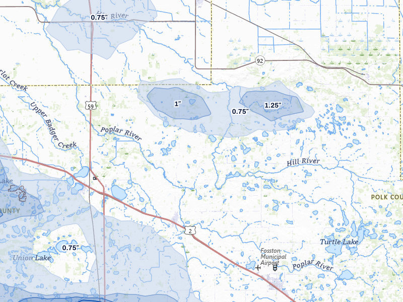 NEXRAD radar-signature map of the hail storm over Mcintosh, MN on Jul 6, 2026