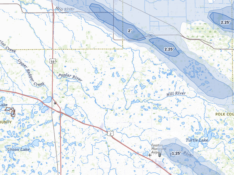 NEXRAD radar-signature map of the hail storm over Mcintosh, MN on Jul 24, 2026