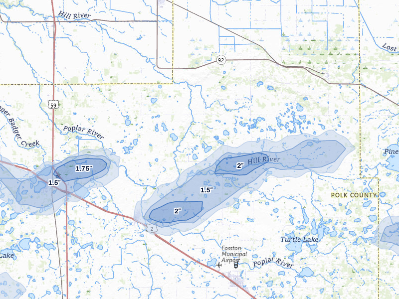 NEXRAD radar-signature map of the hail storm over Mcintosh, MN on Sep 3, 2026
