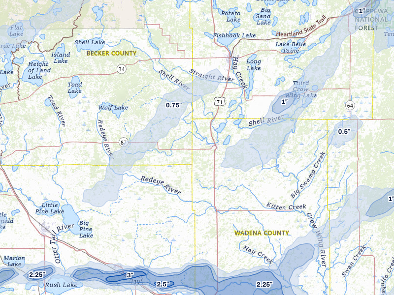 NEXRAD radar-signature map of the hail storm over Menahga, MN on Jun 29, 2026