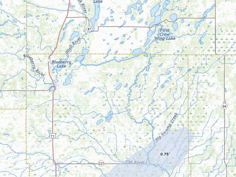 NEXRAD radar-signature map of the hail storm over Menahga, MN on Aug 3, 2026