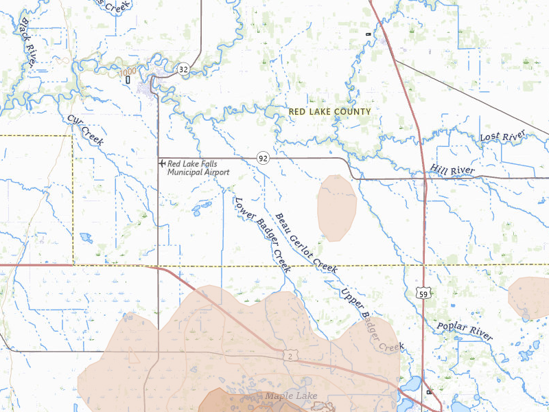 Radar-estimated hail-size map of the storm over Mentor, MN on Jul 6, 2026