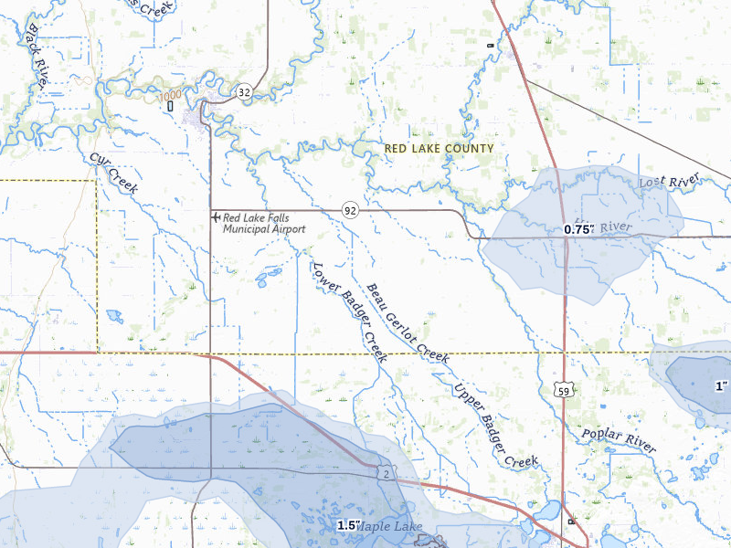 NEXRAD radar-signature map of the hail storm over Mentor, MN on Jul 6, 2026