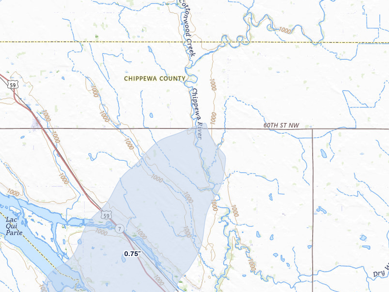 NEXRAD radar-signature map of the hail storm over Milan, MN on Jun 29, 2026