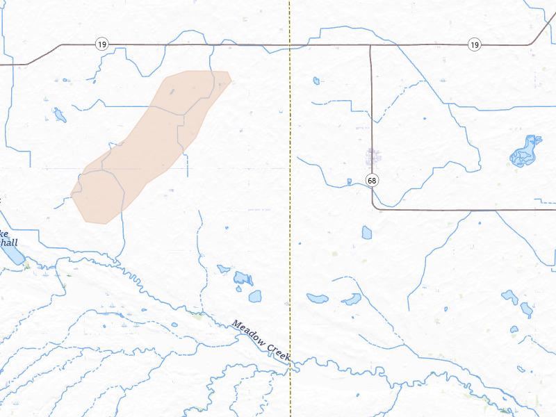 Radar-estimated hail-size map of the storm over Milroy, MN on Jun 29, 2026