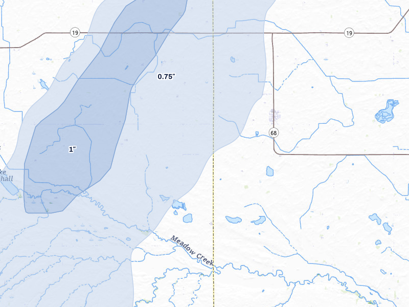 NEXRAD radar-signature map of the hail storm over Milroy, MN on Jun 29, 2026