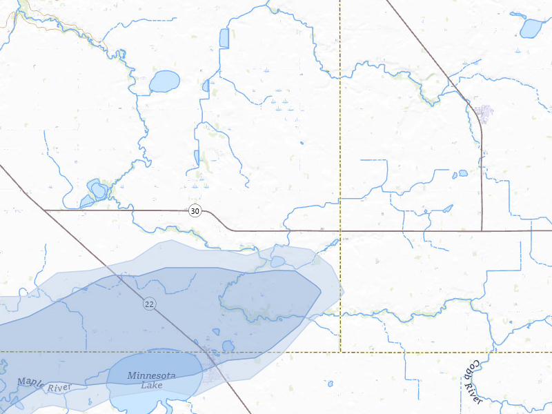 NEXRAD radar-signature map of the hail storm over Minnesota Lake, MN on May 15, 2026
