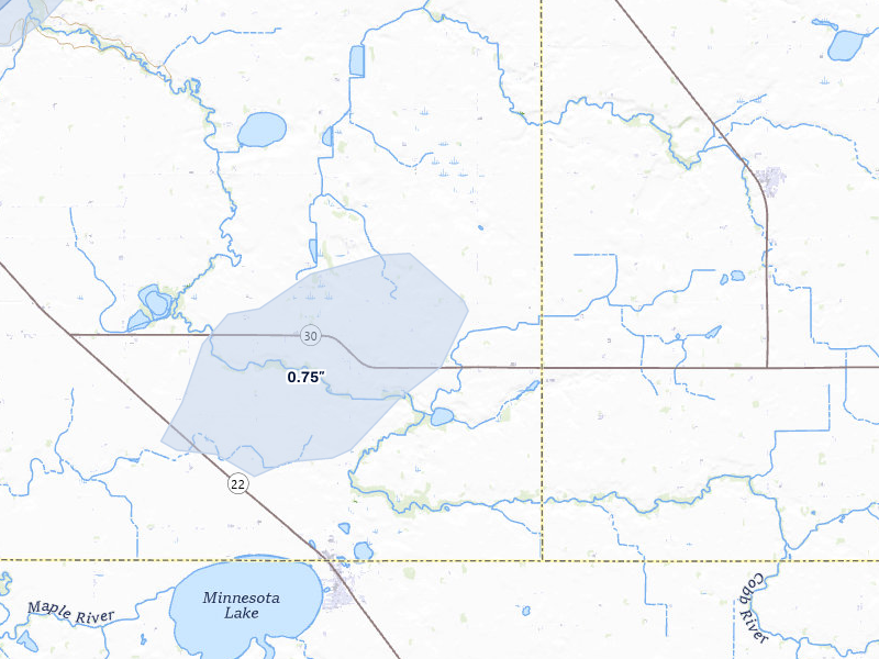 NEXRAD radar-signature map of the hail storm over Minnesota Lake, MN on May 17, 2026
