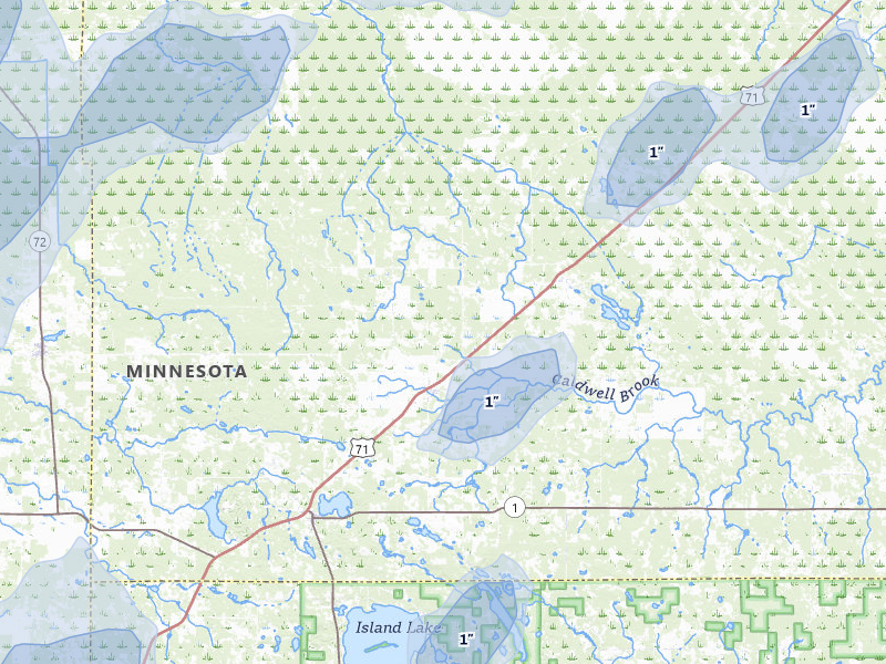 NEXRAD radar-signature map of the hail storm over Mizpah, MN on Jun 29, 2026