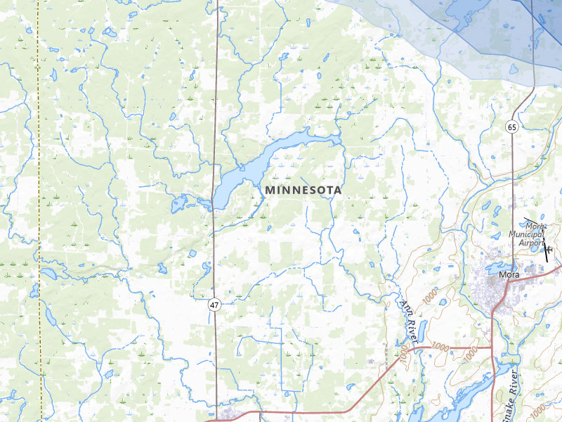 NEXRAD radar-signature map of the hail storm over Mora, MN on Jun 5, 2026