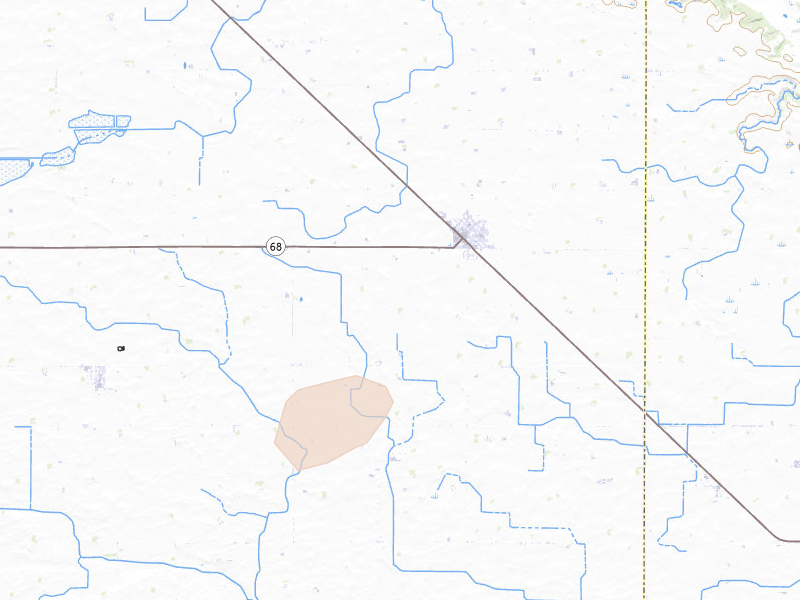 Radar-estimated hail-size map of the storm over Morgan, MN on May 25, 2026