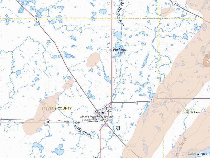 Radar-estimated hail-size map of the storm over Morris, MN on Jun 29, 2026