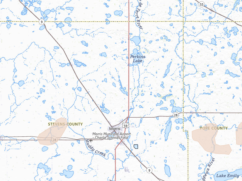Radar-estimated hail-size map of the storm over Morris, MN on Jul 7, 2026