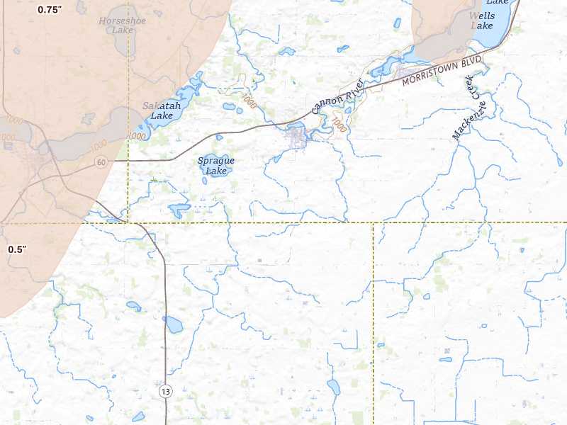 Radar-estimated hail-size map of the storm over Morristown, MN on Apr 17, 2026