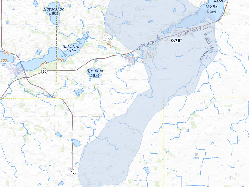 NEXRAD radar-signature map of the hail storm over Morristown, MN on May 17, 2026