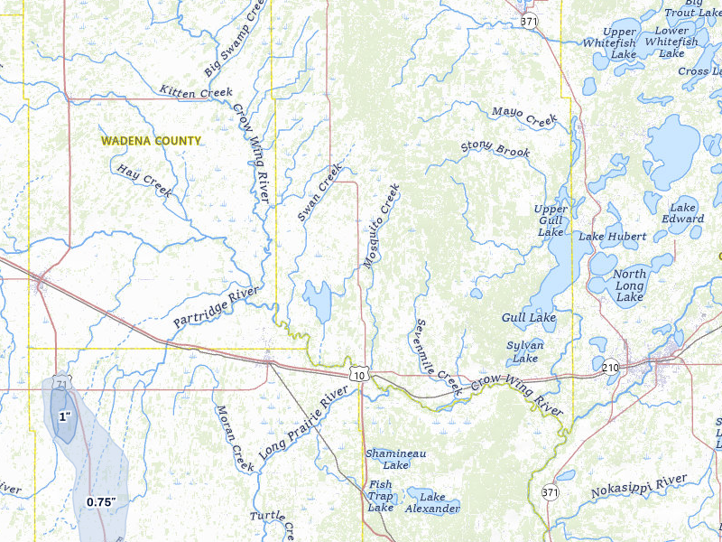 NEXRAD radar-signature map of the hail over Motley, MN