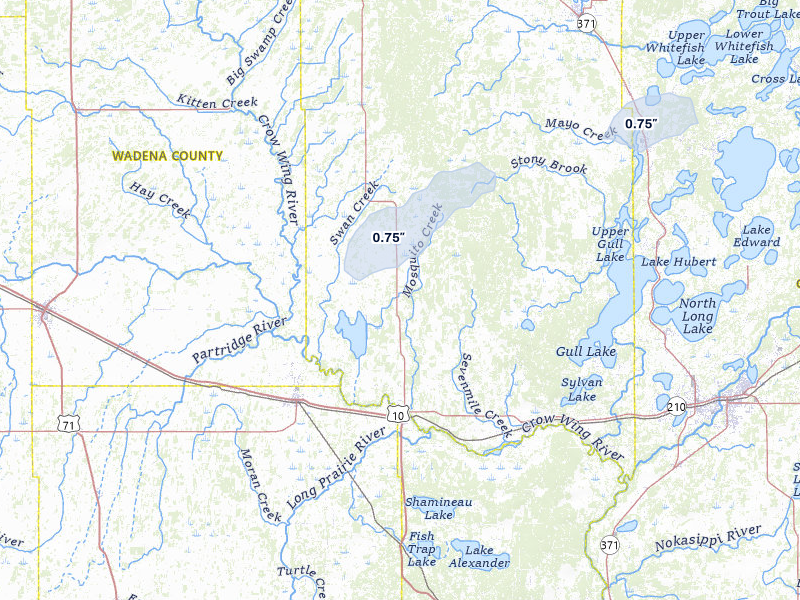 NEXRAD radar-signature map of the hail storm over Motley, MN on Jun 5, 2026