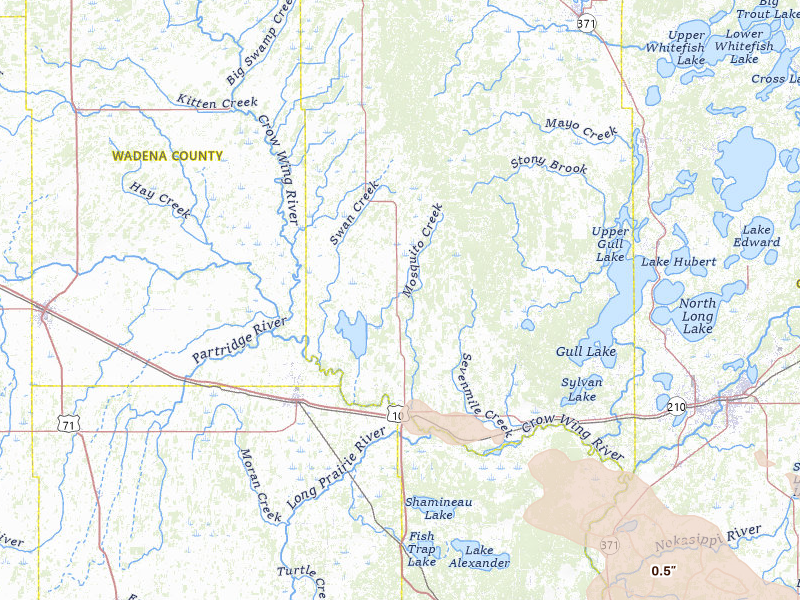 Radar-estimated hail-size map of the storm over Motley, MN on Jun 19, 2026