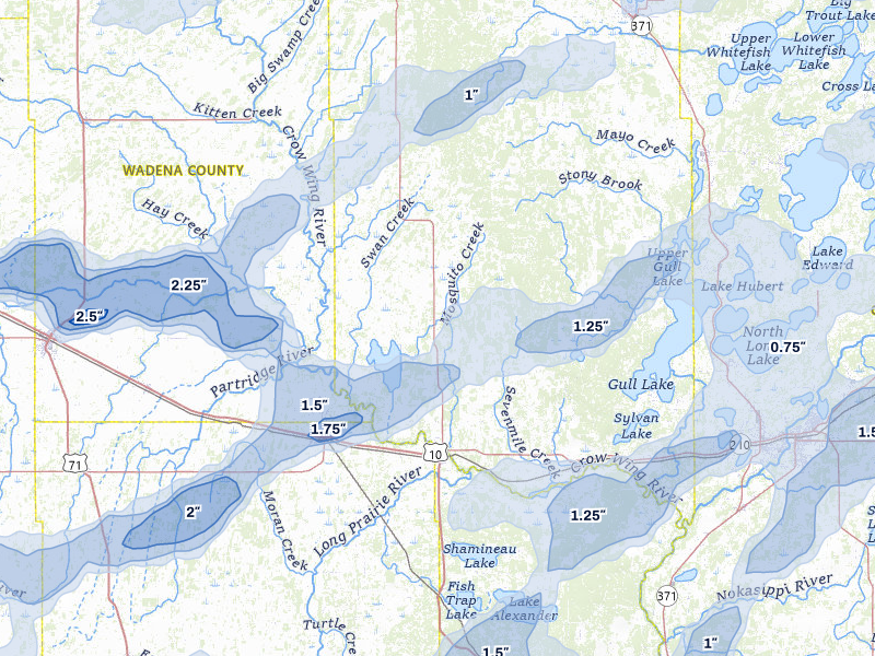 NEXRAD radar-signature map of the hail storm over Motley, MN on Jun 29, 2026