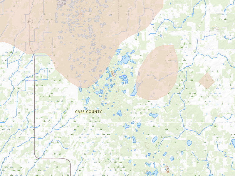 Radar-estimated hail-size map of the storm over Motley, MN on Aug 7, 2026