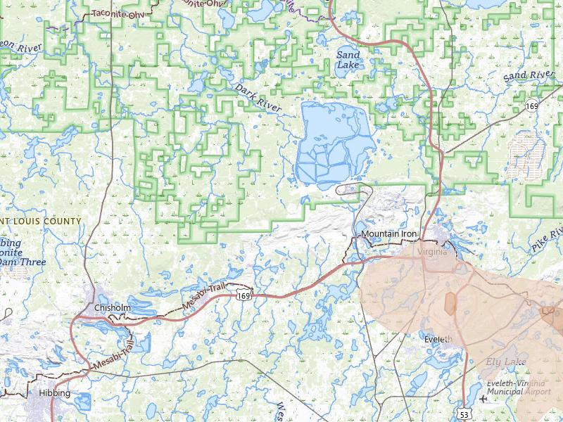 Radar-estimated hail-size map of the storm over Mountain Iron, MN on Jul 17, 2026
