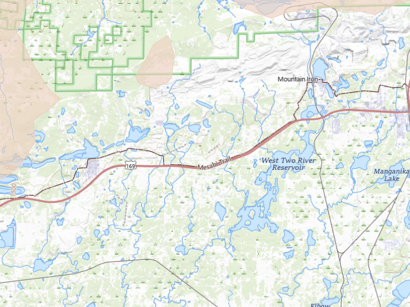 Radar-estimated hail-size map of the storm over Mountain Iron, MN
