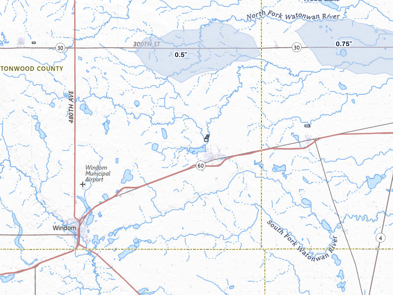 NEXRAD radar-signature map of the hail storm over Mountain Lake, MN on Jul 25, 2026