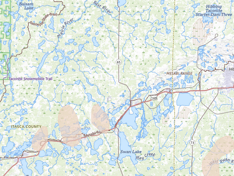 Radar-estimated hail-size map of the storm over Nashwauk, MN on Jun 10, 2026