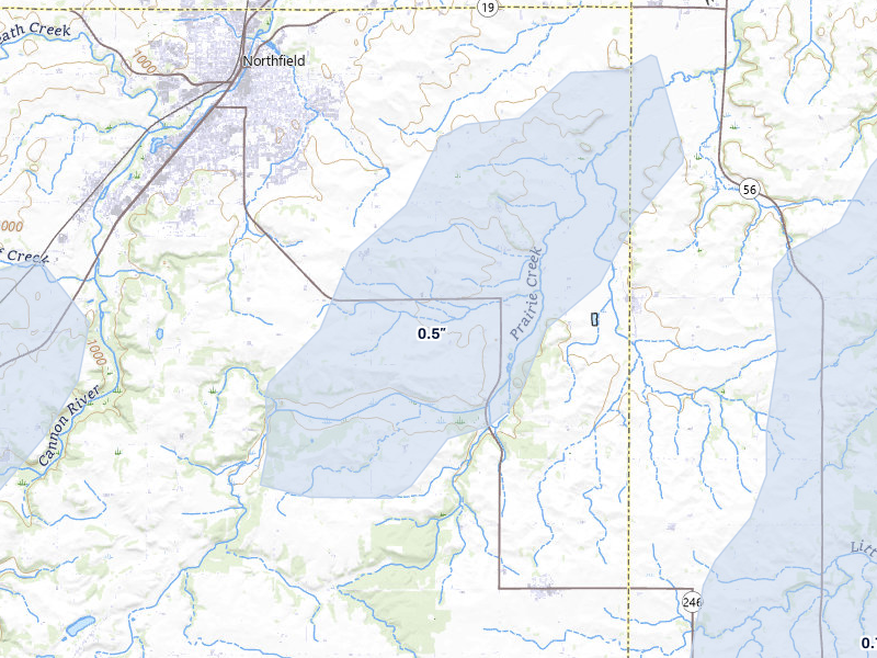 NEXRAD radar-signature map of the hail storm over Nerstrand, MN on May 17, 2026
