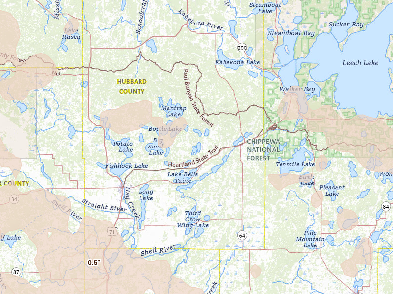 Radar-estimated hail-size map of the storm over Nevis, MN on Jul 6, 2026