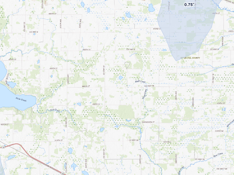 NEXRAD radar-signature map of the hail storm over New York Mills, MN on Sep 6, 2026